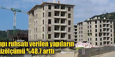 Yapı ruhsatı verilen yapıların yüzölçümü %48