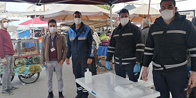 Zabıtadan pazar yerlerinde Kovid-19 denetimleri